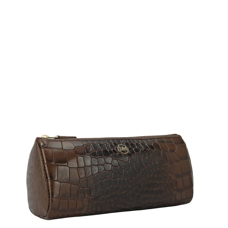 Da Milano Walnut Croco Leather Multi Pouch - Walnut  | Best Price UAE